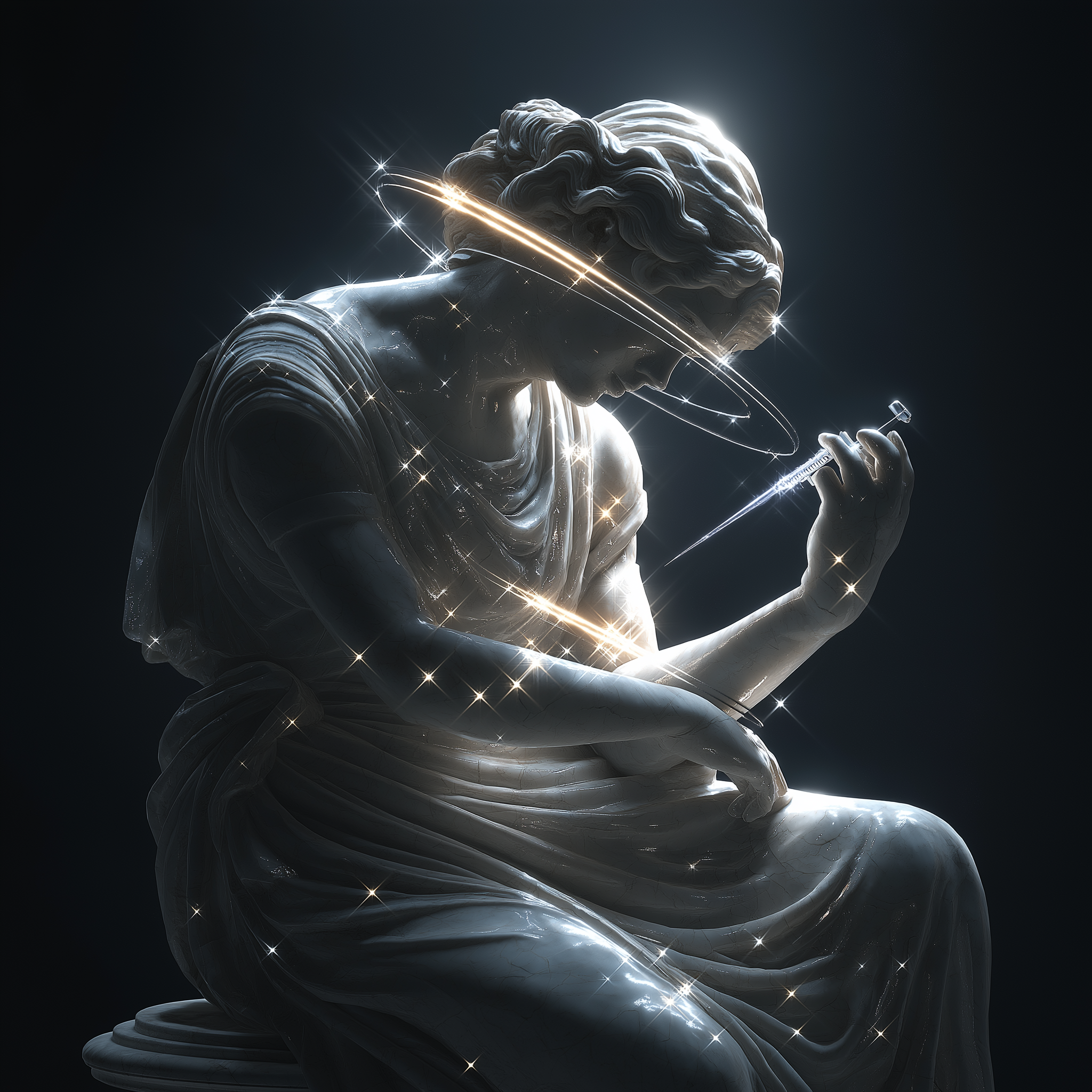 Greek statue with ethereal light